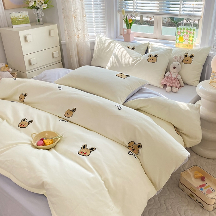 91家纺网 家纺一手货源 找家纺 （总）欧冠 2023新款秋冬保暖专版水洗棉麻毛巾绣四件套