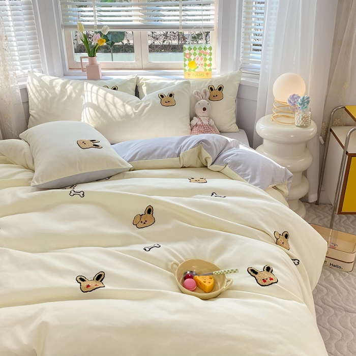 91家纺网 家纺一手货源 找家纺 （总）欧冠 2023新款秋冬保暖专版水洗棉麻毛巾绣四件套