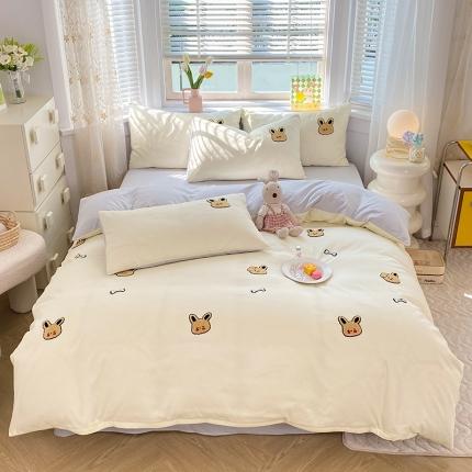 （总）欧冠 2023新款秋冬保暖专版水洗棉麻毛巾绣四件套