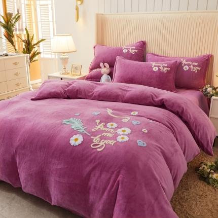 91家纺网 家纺一手货源 找家纺 （总）恋佳 2023新款加厚保暖牛奶绒毛巾绣四件套