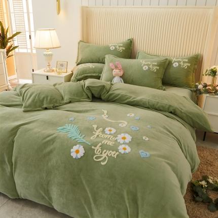 91家纺网 家纺一手货源 找家纺 （总）恋佳 2023新款加厚保暖牛奶绒毛巾绣四件套