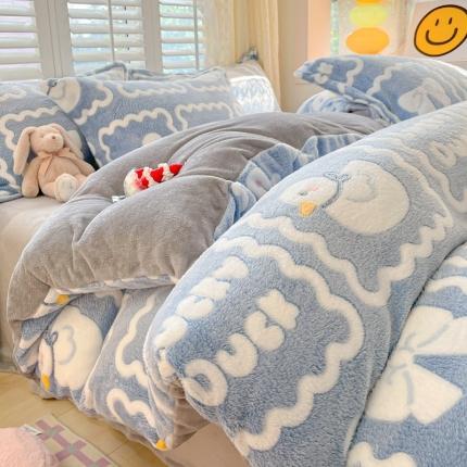 91家纺网 家纺一手货源 找家纺 川悦生活 2023新款立体雪花绒单被套 快乐鸭鸭