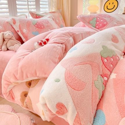川悦生活 2023新款立体雪花绒单被套 冰激凌小熊