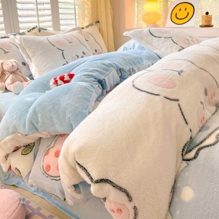 川悦生活 2023新款立体雪花绒单被套 少女小兔