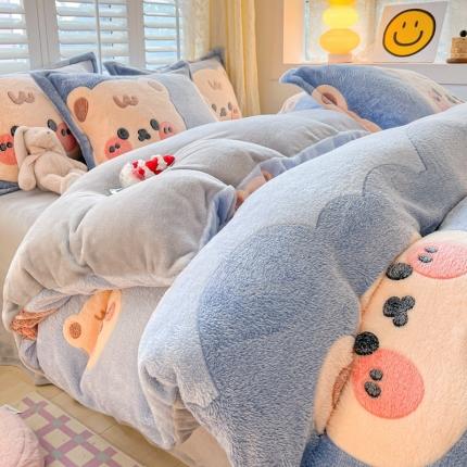 川悦生活 2023新款立体雪花绒单被套 熊小巴