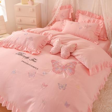 91家纺网 家纺一手货源 找家纺 （总）欧冠 2023新款秋冬保暖云锦棉刺绣花边羽蝶系列四件套