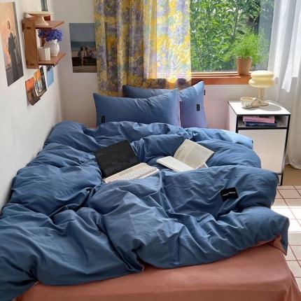 91家纺网 家纺一手货源 找家纺 （总）佰亿莱 2024新款全棉无印风水洗棉学生宿舍三件套四件套