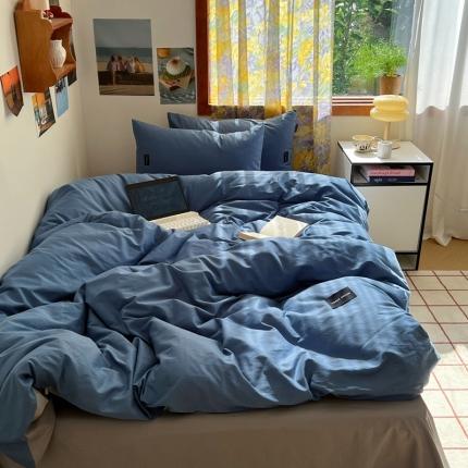 91家纺网 家纺一手货源 找家纺 （总）佰亿莱 2024新款全棉无印风水洗棉学生宿舍三件套四件套