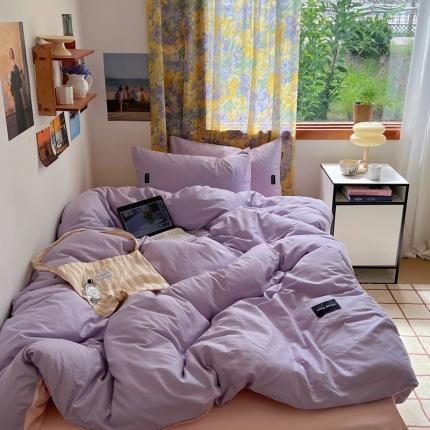 91家纺网 家纺一手货源 找家纺 （总）佰亿莱 2024新款全棉无印风水洗棉学生宿舍三件套四件套