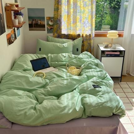 91家纺网 家纺一手货源 找家纺 （总）佰亿莱 2024新款全棉无印风水洗棉学生宿舍三件套四件套