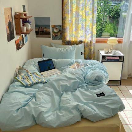 91家纺网 家纺一手货源 找家纺 （总）佰亿莱 2024新款全棉无印风水洗棉学生宿舍三件套四件套