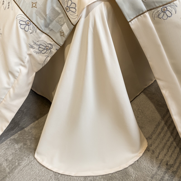 91家纺网 家纺一手货源 找家纺 欧冠 2023新款秋冬保暖锦绣棉简约绣花艾莎系列四件套 艾莎-米黄