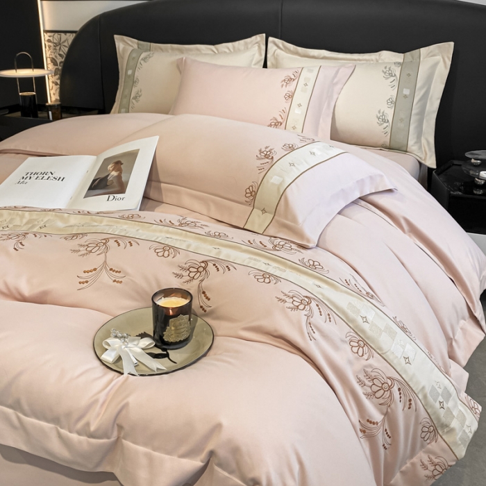 91家纺网 家纺一手货源 找家纺 （总）欧冠 2023新款秋冬保暖锦绣棉简约绣花艾莎系列四件套