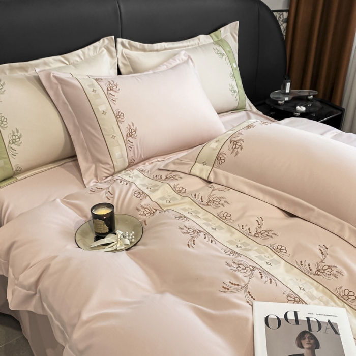 91家纺网 家纺一手货源 找家纺 （总）欧冠 2023新款秋冬保暖锦绣棉简约绣花艾莎系列四件套