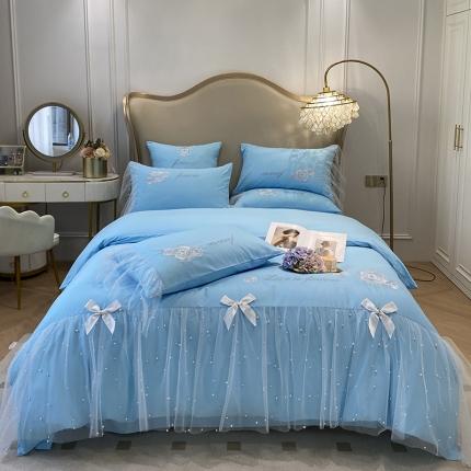 91家纺网 家纺一手货源 找家纺 （总）欧冠 2023新款秋冬保暖60S全棉蕾丝刺绣丽丽贝尔系列四件套