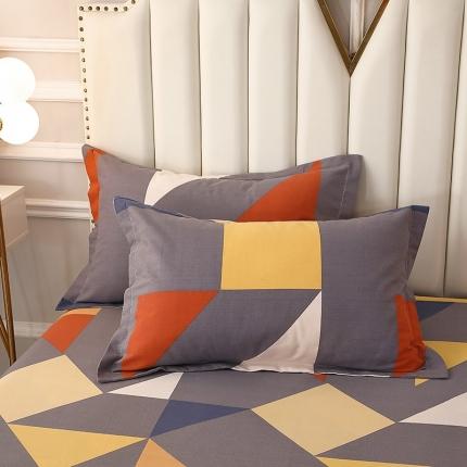 晶缦  2023新款典雅系全棉活性磨毛多规格单品四件套-枕套 几何图形灰