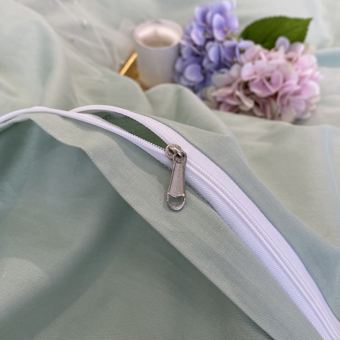 91家纺网 家纺一手货源 找家纺 欧冠 2023新款秋冬保暖60S全棉蕾丝刺绣丽丽贝尔系列四件套 青柠抹茶