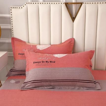 晶缦  2023新款典雅系全棉活性磨毛多规格单品四件套-枕套 漫步时光豆沙