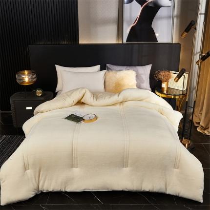 钰博 2023新款双面牛奶绒大豆养 颜被 奶酪白