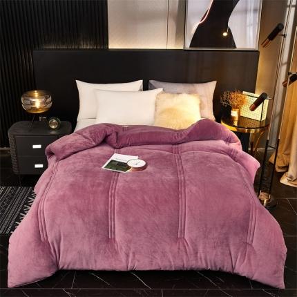 钰博 2023新款双面牛奶绒大豆养 颜被 葡萄紫