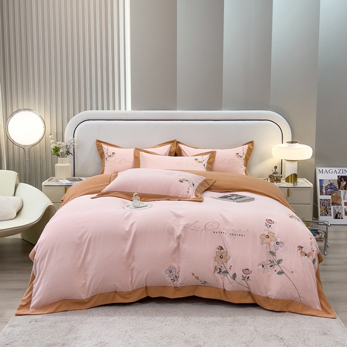 91家纺网 家纺一手货源 找家纺 欧冠 2023新款秋冬保暖云锦棉刺绣宽边盛夏光年系列四件套 盛夏光年-玉色