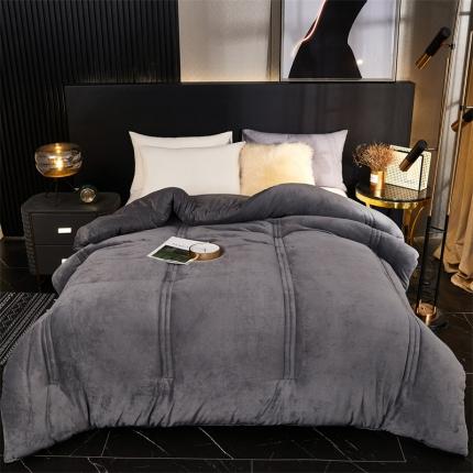钰博 2023新款双面牛奶绒大豆养 颜被 深灰色