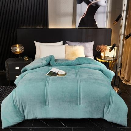 钰博 2023新款双面牛奶绒大豆养 颜被 水绿色