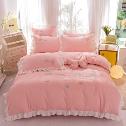 91家纺网 家纺一手货源 找家纺 （总）欧冠 2023新款秋冬保暖云锦棉刺绣花边春卉系列四件套