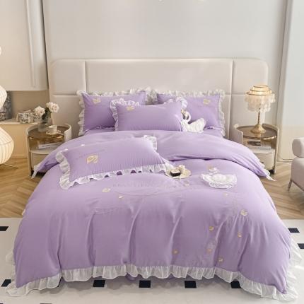 91家纺网 家纺一手货源 找家纺 欧冠 2023新款全棉斯洛琪四件套系列 斯洛琪-紫