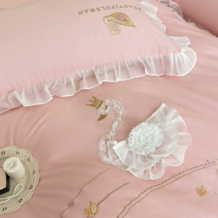 91家纺网 家纺一手货源 找家纺 欧冠 2023新款全棉斯洛琪四件套系列 斯洛琪-粉