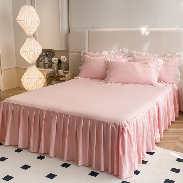 91家纺网 家纺一手货源 找家纺 欧冠 2023新款全棉斯洛琪四件套系列 斯洛琪-粉