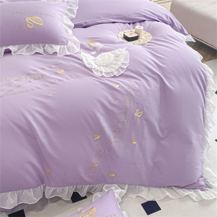 91家纺网 家纺一手货源 找家纺 欧冠 2023新款全棉斯洛琪四件套系列 斯洛琪-紫