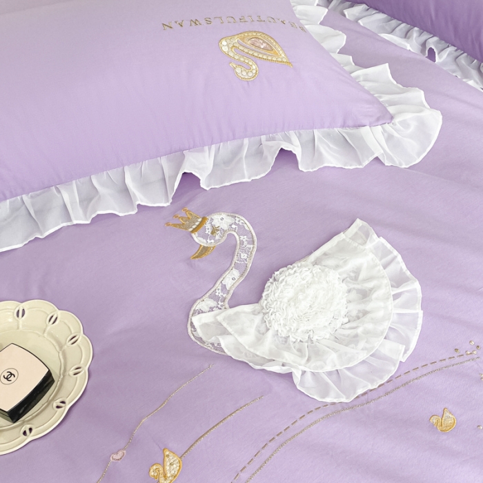 91家纺网 家纺一手货源 找家纺 欧冠 2023新款全棉斯洛琪四件套系列 斯洛琪-紫