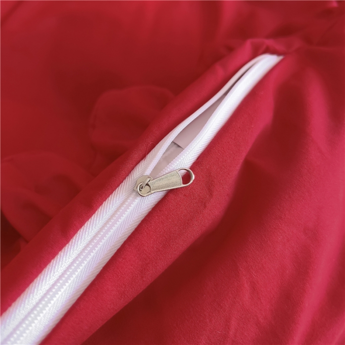 91家纺网 家纺一手货源 找家纺 十个点 2024新款水洗棉磨毛夹棉纤缝床裙套件星辰系列-四件套 大红