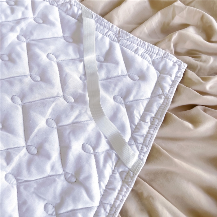 91家纺网 家纺一手货源 找家纺 十个点 2024新款水洗棉磨毛夹棉纤缝床裙套件星辰系列-四件套 浅驼