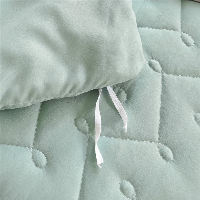 91家纺网 家纺一手货源 找家纺 十个点 2024新款水洗棉磨毛夹棉纤缝床裙套件星辰系列-四件套 水兰