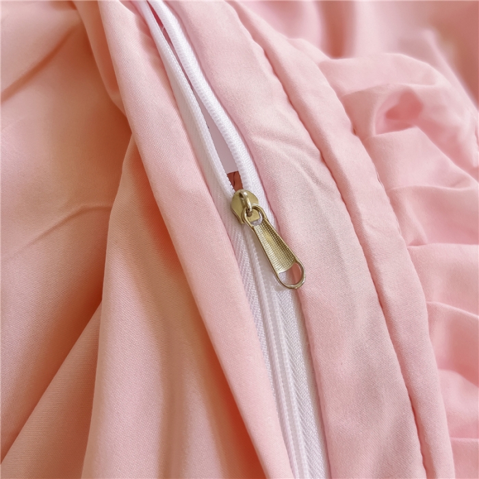 91家纺网 家纺一手货源 找家纺 十个点 2024新款水洗棉磨毛夹棉纤缝床裙套件星辰系列-四件套 玉粉