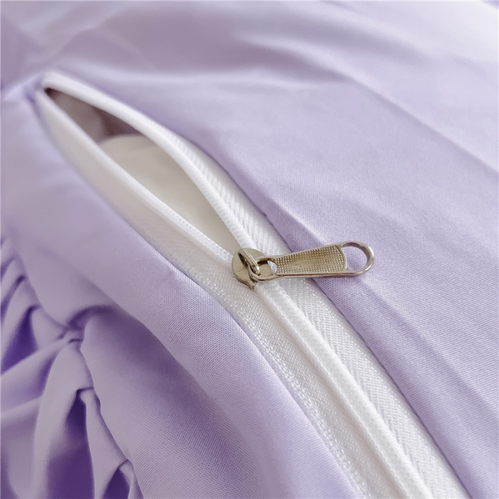 91家纺网 家纺一手货源 找家纺 十个点 2024新款水洗棉磨毛夹棉纤缝床裙套件星辰系列-四件套 紫色