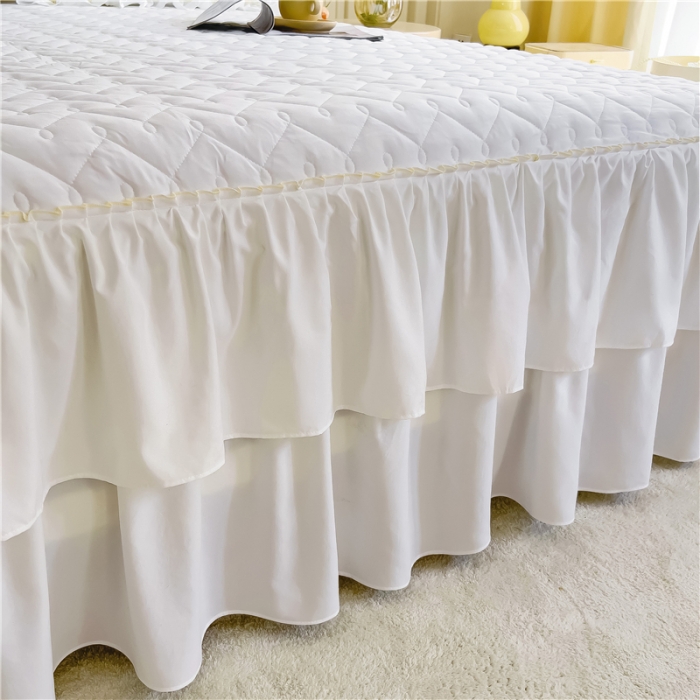 91家纺网 家纺一手货源 找家纺 十个点 2024新款水洗棉磨毛星辰单品套件系列单床裙 珠光白