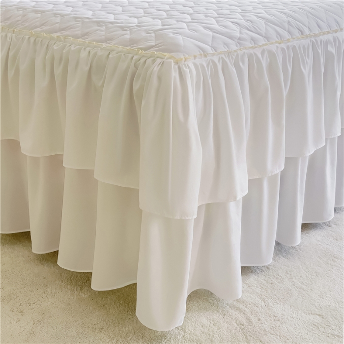 91家纺网 家纺一手货源 找家纺 十个点 2024新款水洗棉磨毛星辰单品套件系列单床裙 珠光白