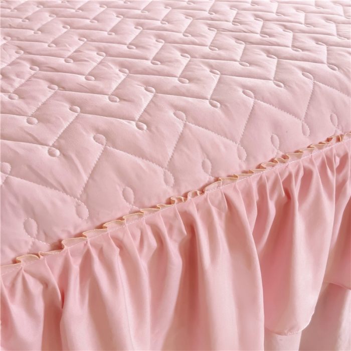 91家纺网 家纺一手货源 找家纺 十个点 2024新款水洗棉磨毛星辰单品套件系列单床裙 玉粉