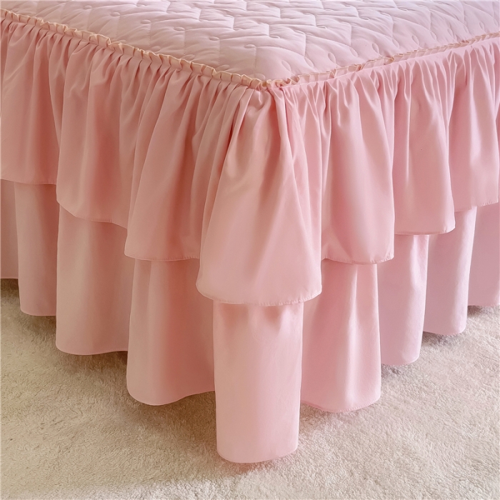 91家纺网 家纺一手货源 找家纺 十个点 2024新款水洗棉磨毛星辰单品套件系列单床裙 玉粉