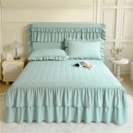 十个点 2024新款水洗棉磨毛星辰单品套件系列单床裙 水兰