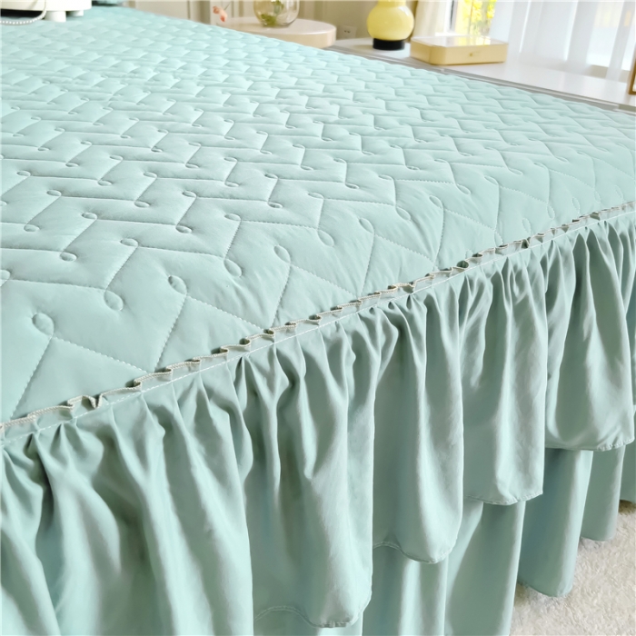 91家纺网 家纺一手货源 找家纺 十个点 2024新款水洗棉磨毛星辰单品套件系列单床裙 水兰