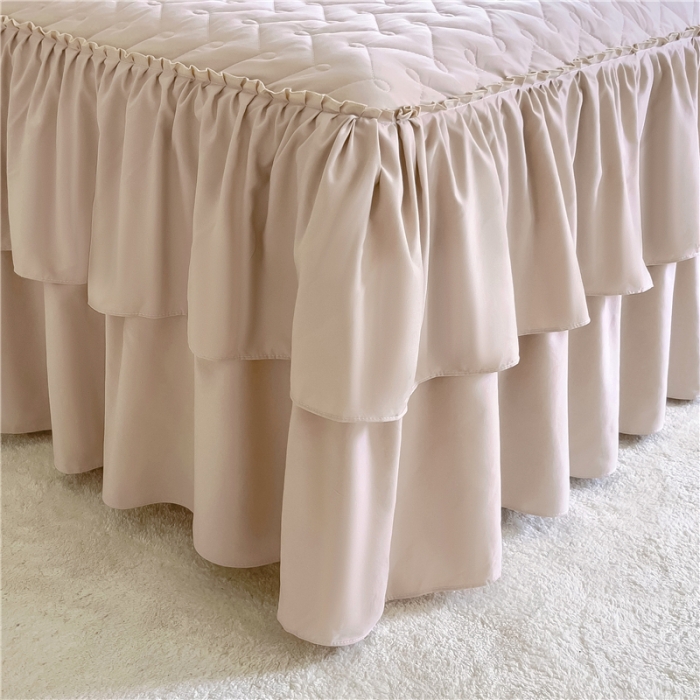 91家纺网 家纺一手货源 找家纺 十个点 2024新款水洗棉磨毛星辰单品套件系列单床裙 浅驼