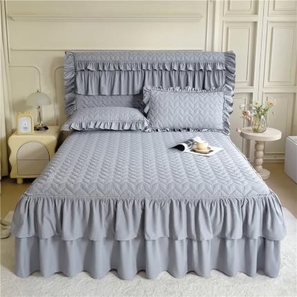 十个点 2024新款水洗棉磨毛星辰单品套件系列单床裙 灰色