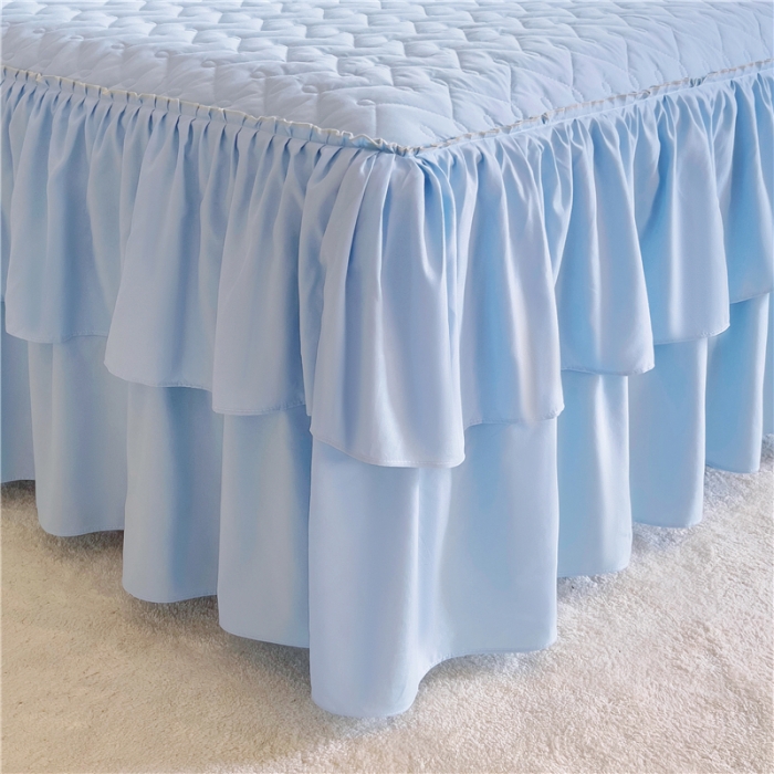 91家纺网 家纺一手货源 找家纺 十个点 2024新款水洗棉磨毛星辰单品套件系列单床裙 湖蓝