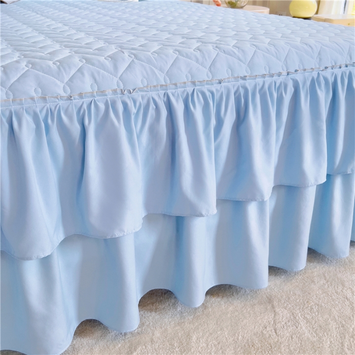 91家纺网 家纺一手货源 找家纺 十个点 2024新款水洗棉磨毛星辰单品套件系列单床裙 湖蓝