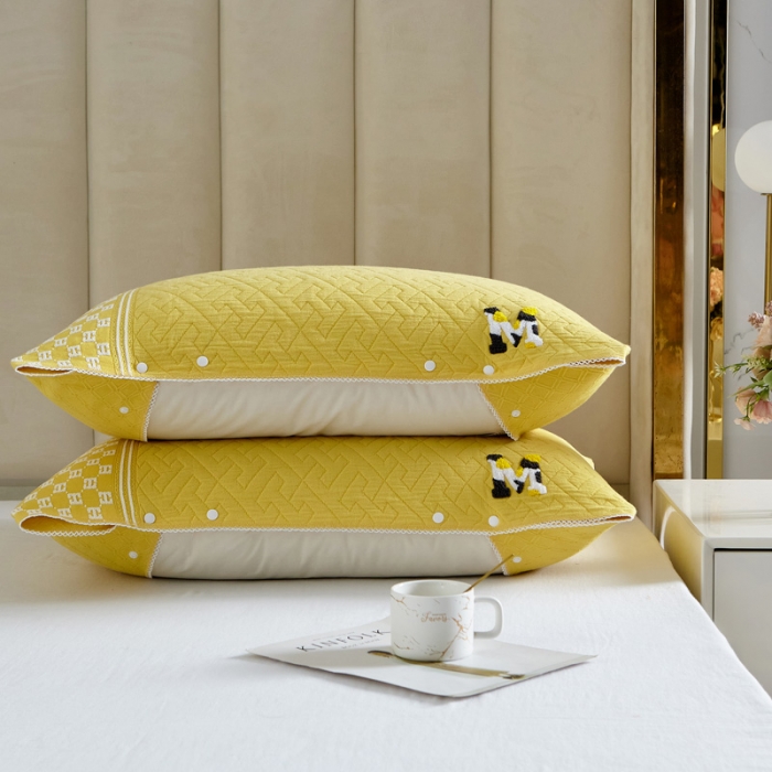 91家纺网 家纺一手货源 找家纺 （总）朴尔-2023年纱布毛巾绣花素色半包枕套枕巾