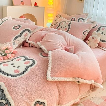 91家纺网 家纺一手货源 找家纺 （总）川悦生活 2023新款立体雪花绒宽边四件套